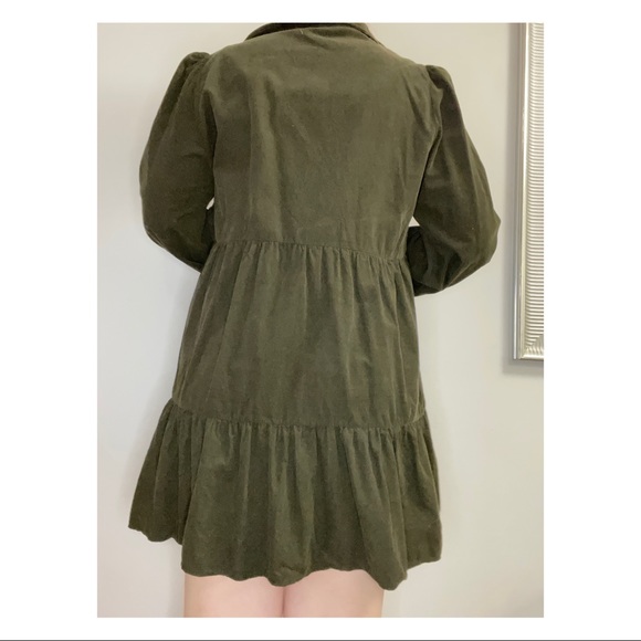Zara green corduroy dress size medium - Picture 2 of 4